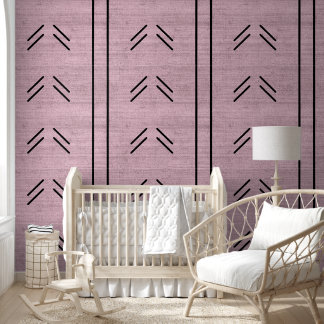 Modern Trendy African Mudcloth Pink Wallpaper