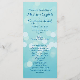 Modern Trendy Aqua Blue Wedding Program Template