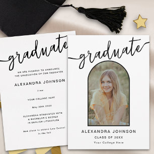 Modern Trendy Arch Photo Graduation Announcement