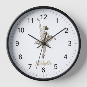 Modern Trendy Ballerina Ballet Dance Personalised Clock