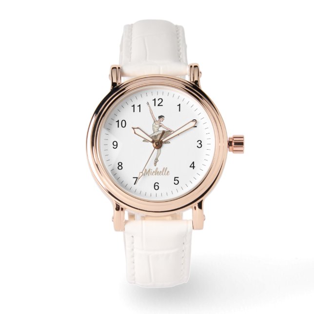 Modern Trendy Ballerina Ballet Dance Personalised Watch (Front)