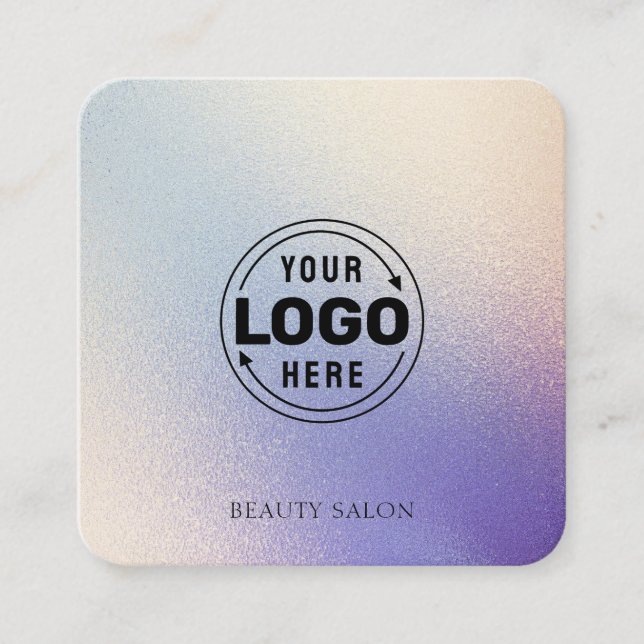 Modern Trendy Beauty Salon Glitter Square Business Card (Front)