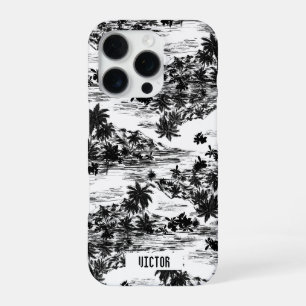 Modern Trendy Black and White Hawaii Island iPhone 16 Pro Case