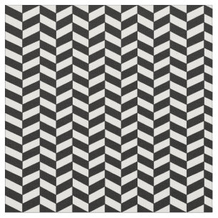 Modern Trendy Black and White Herringbone Pattern Fabric