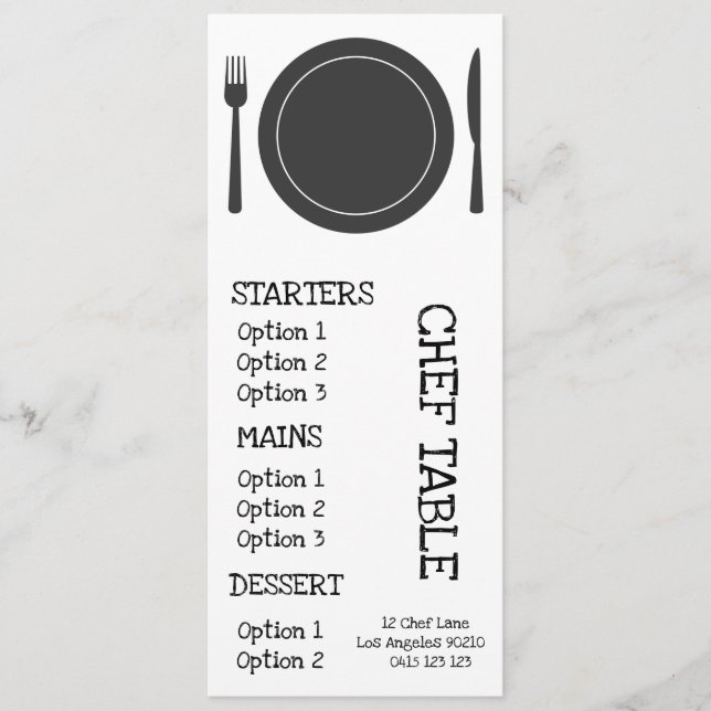 Modern trendy black and white restaurant menu (Front)