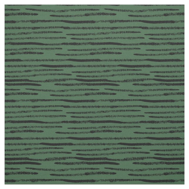 Modern Trendy Black Lines Hunter Green Background Fabric (Swatch)