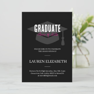 Modern Trendy  Black &White 3Photo Graduation Invitation