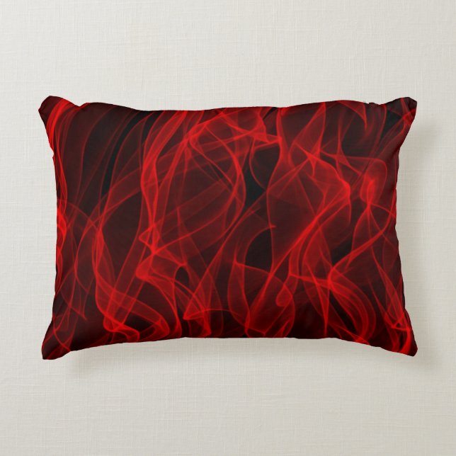 Modern Trendy Black White Red Abstract Pattern Decorative Cushion (Front)
