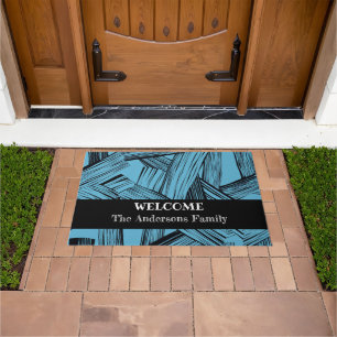Modern Trendy  Blue Abstract  Doormat