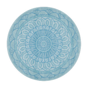 Modern trendy blue and turquoise boho design cutting board