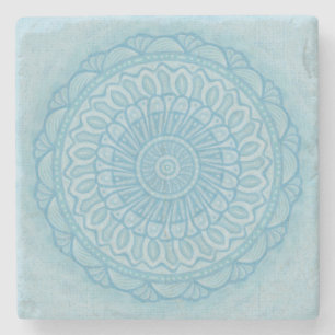 Modern trendy blue and turquoise boho design stone coaster