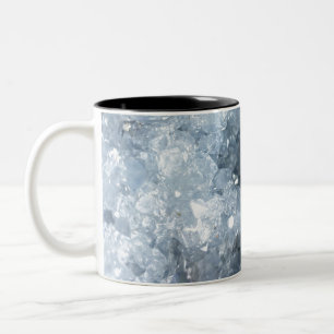 Modern Trendy Blue Celestite Crystal Agate Geode Two-Tone Coffee Mug