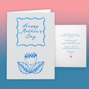 Modern Trendy Blue Custom Mother’s Day Card