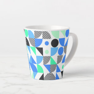 Modern Trendy Blue Mint Green Geometric  Latte Mug