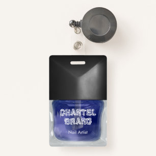 Modern trendy blue nail polish beautician salon  ID badge