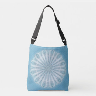 Modern trendy blue white and turquoise boho design crossbody bag