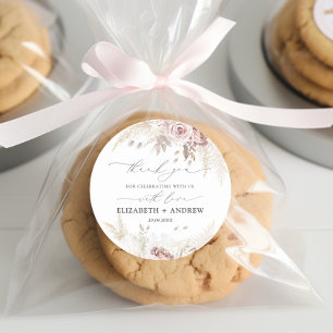 Modern Trendy Blush Pink Dusty Rose Floral Wedding Classic Round Sticker