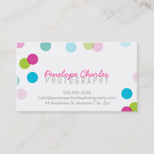 MODERN trendy bright bold fun colourful confetti Business Card