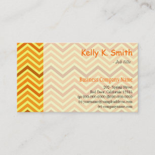 Modern, trendy, bright sunny yellow chevron zigzag business card