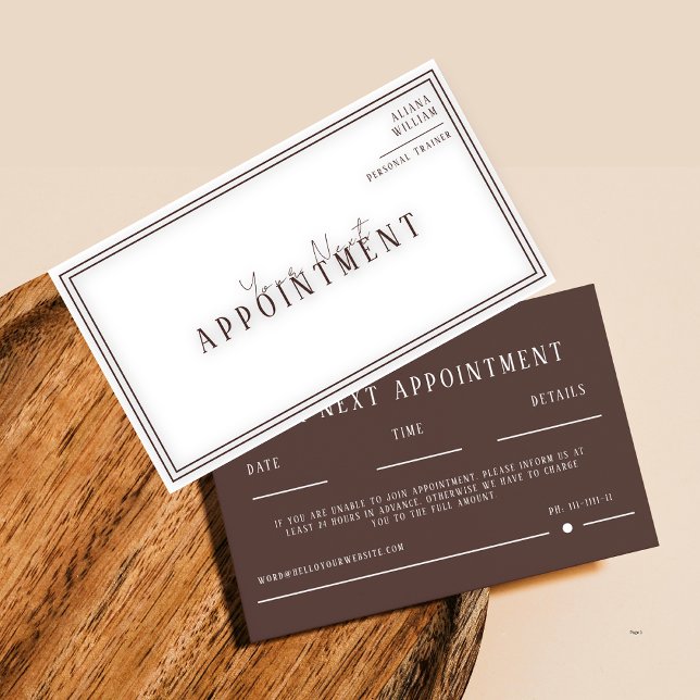 Modern Trendy Brown Personal Trainer Fitness  Appointment Card (Creator Uploaded)