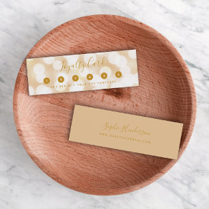 Modern Trendy Calligraphy Champagne Bokeh Lights Loyalty Card