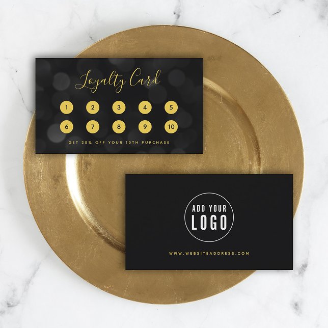Modern Trendy Calligraphy Dark Bokeh Lights Loyalty Card (Creator Uploaded)