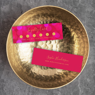 Modern Trendy Calligraphy Pink Bokeh Lights Loyalty Card