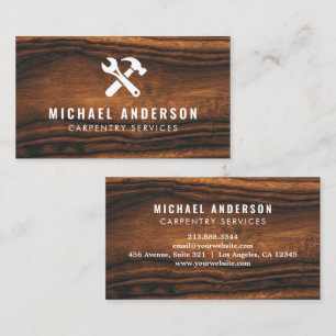 Modern Trendy Carpentry Service and Handyman Wood Business Card