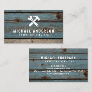 Modern Trendy Carpentry Service and Handyman Wood Business Card