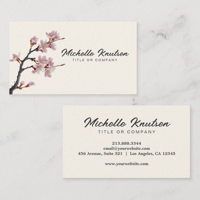 Modern Trendy Cherry Blossom Tree Branch           Business Card (Front/Back)