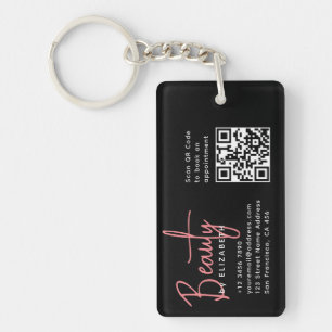 Modern Trendy Chic Beauty Professional QR Code  Key Ring