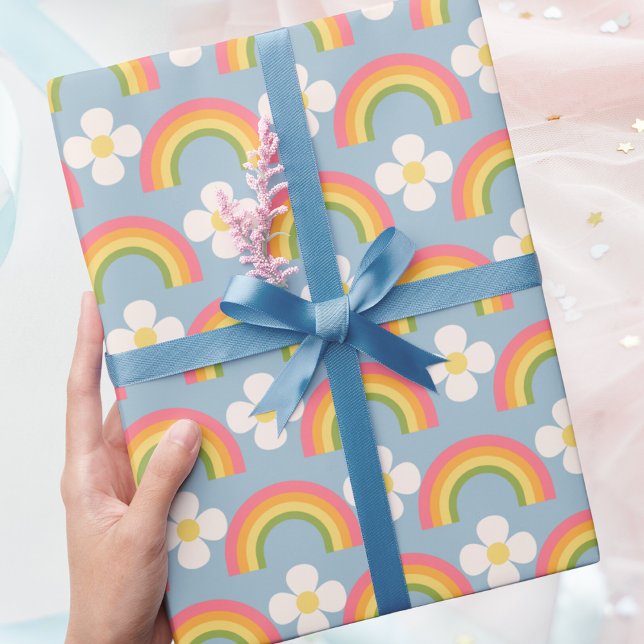 Modern Trendy Chic Girly Rainbow Birthday Wrapping Paper (Creator Uploaded)