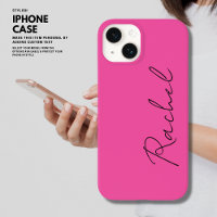 Modern Trendy Chic Hot Pink Script Monogram Name