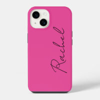 Modern Trendy Chic Hot Pink Script Monogram Name