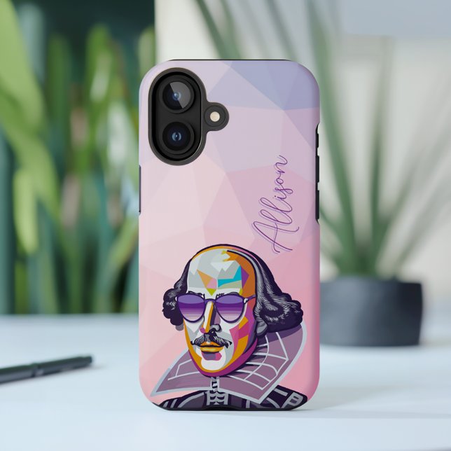 Modern Trendy Chic Pink Geometric Shakespeare Case-Mate iPhone Case (Creator Uploaded)