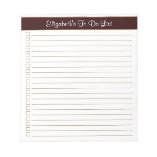 Modern Trendy Chocolate Brown One Column Checklist Notepad