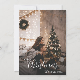 Modern Trendy Christmas Couple Photo Holiday Card