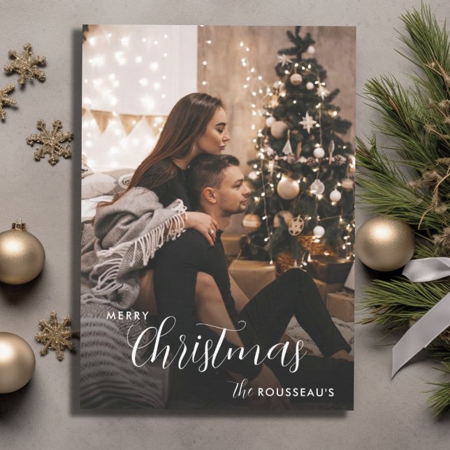 Modern Trendy Christmas Dark Smoky Couple Photo Card (Creator Uploaded)
