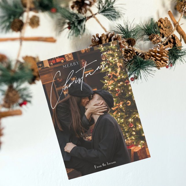 Modern Trendy Christmas |  Romantic Couple Photo  Holiday Card (Creator Uploaded)