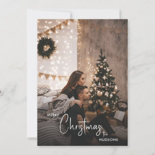 Modern Trendy Christmas Smoky Dark Couple Photo Holiday Card