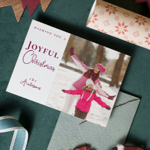 Modern Trendy Christmas snowflakes Photo Holiday Card