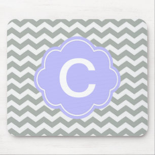 Modern, trendy, classic grey and white chevron mouse pad