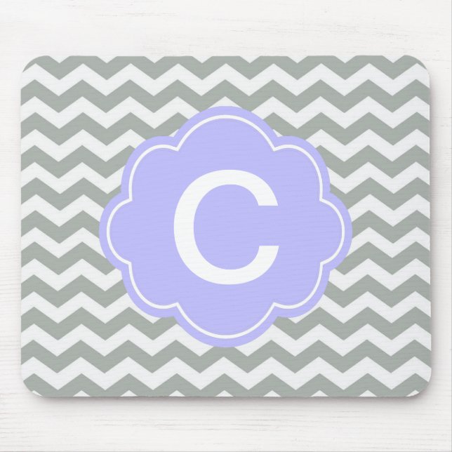 Modern, trendy, classic grey and white chevron mouse pad (Front)
