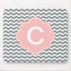 Modern, trendy, classic grey and white chevron mouse pad