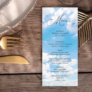 Modern Trendy Cloud Nine Bridal Shower Menu