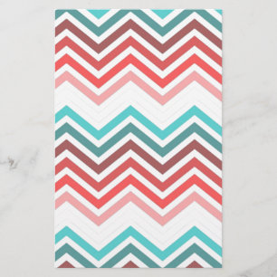 Modern, trendy, colourful chevron zigzag stationery