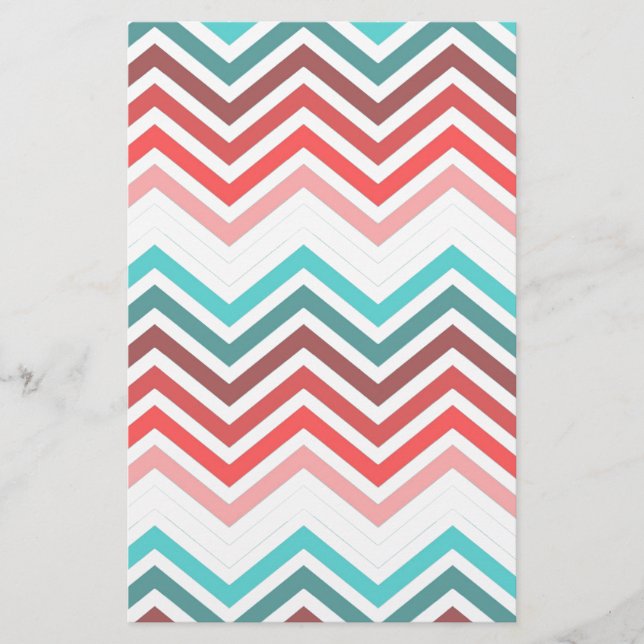 Modern, trendy, colourful chevron zigzag stationery (Front)
