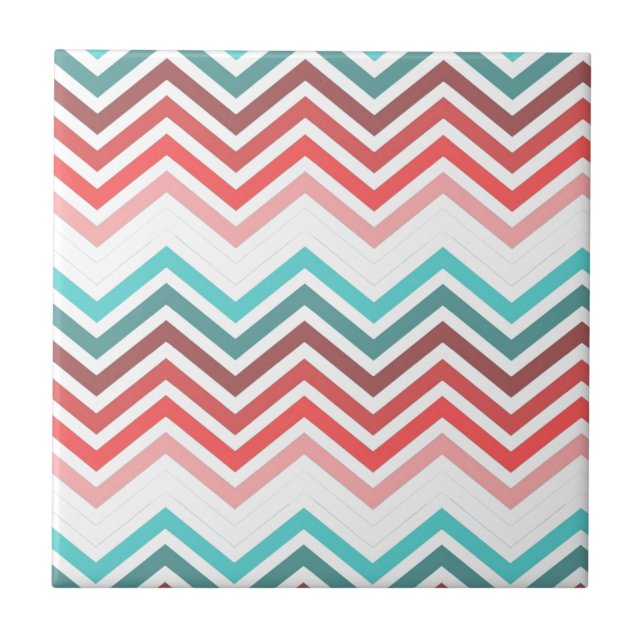 Modern, trendy, colourful chevron zigzag tile (Front)