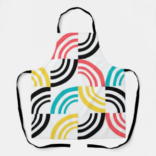 Modern, trendy colourful circular geometric patter apron