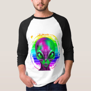Modern Trendy Colourful Rainbow Alien T-Shirt